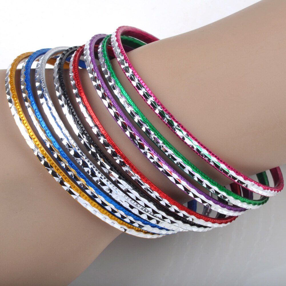 10 Stuks/partij Vrouwen Mode Multi-color Aluminium Band Bangles Charm Armband