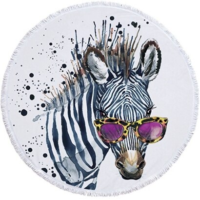 Luipaard Tijger Patroon Gedrukt Ronde Strandlaken Met Kwasten Microfiber 150Cm Zomer Zwemmen Picknick Mat Tapijt Reizen Deken: Beach towel14