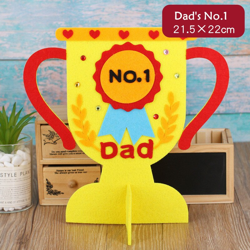 Trofeo papà Non tessuto fai-da-te regali fatti a mano per la festa del papà artigianato asilo giocattoli artigianali premio papà: 1 pcs No.1 Dad