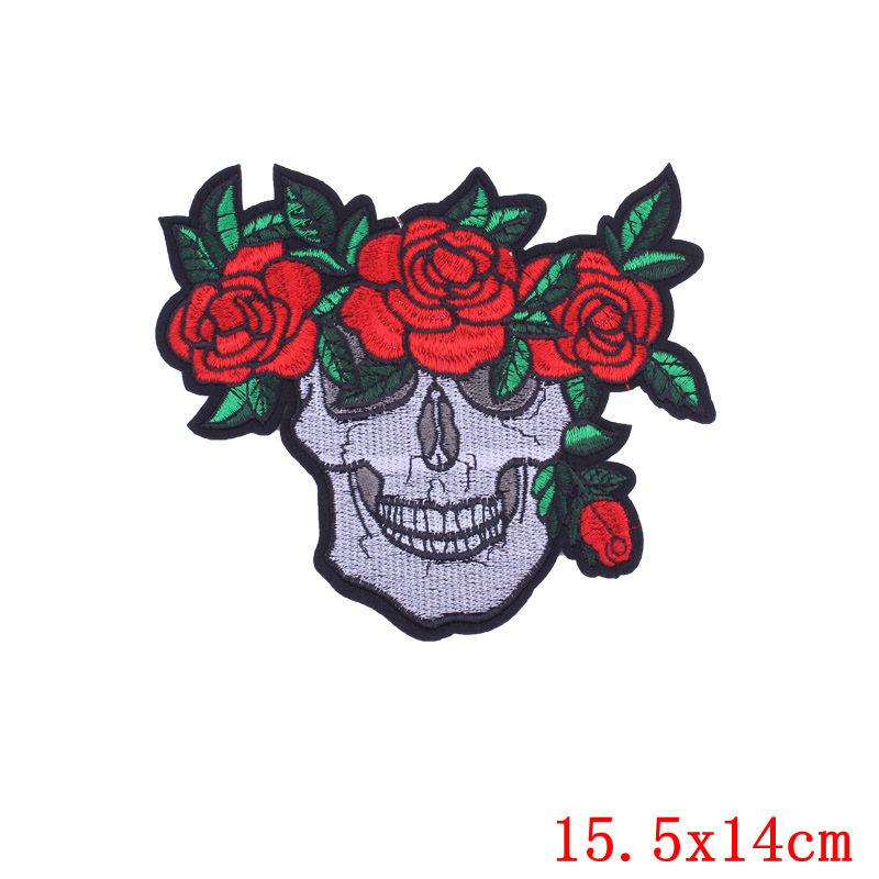 Parches de motociclista Punk para ropa, parches bordados con alas de calavera para ropa, pantalones vaqueros, chaqueta, apliques, insignias de parche para motocicleta: Pistola de metal