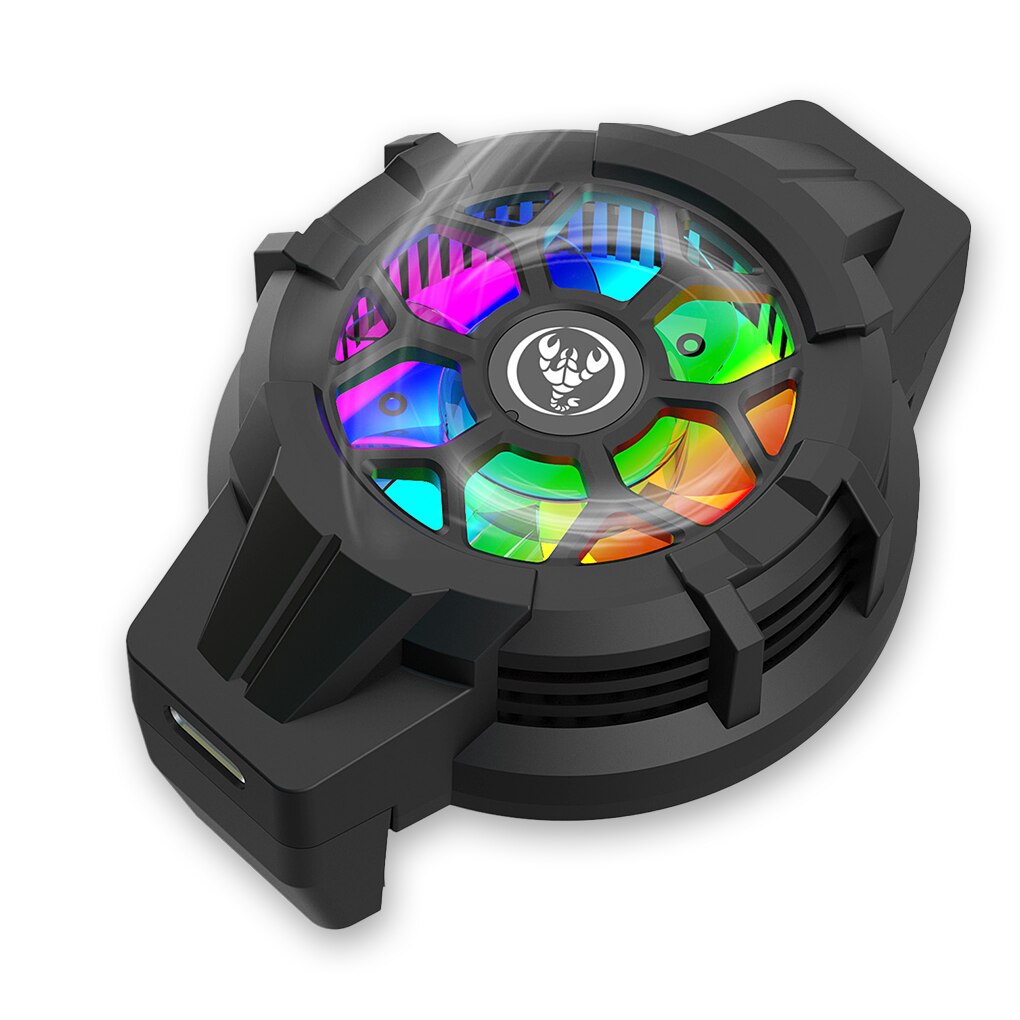 Typ-C Smart Telefon Lüfter Tragbare Gaming Mobile Kühler Gamepad Kühler Kühler Fan LED RGB Tragbare USB Kühler: Black