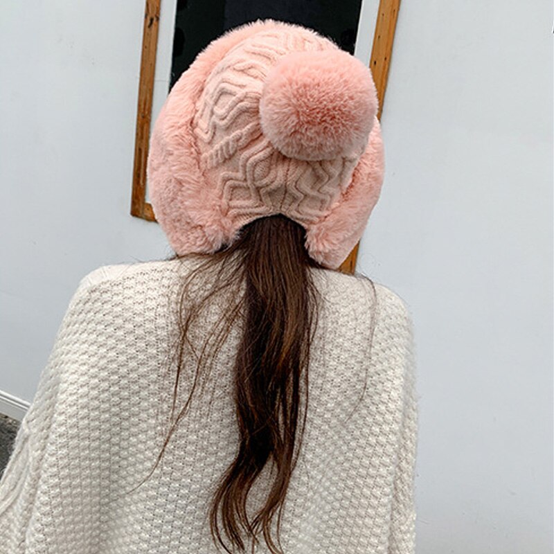 AnJuHoPa Chapeaux En Tricot De Cristal Bonnet Moelleux Doublure En