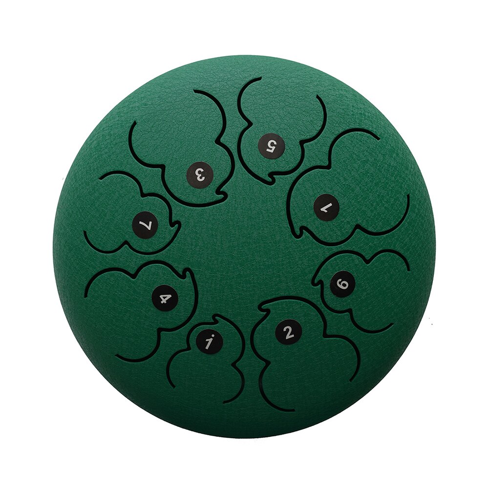 8 Inch Steel Tongue Drum 8 Tune Hand Pan Drum Tank Drum With Drumsticks Carrying Bag Percussion Instruments: Sand Green