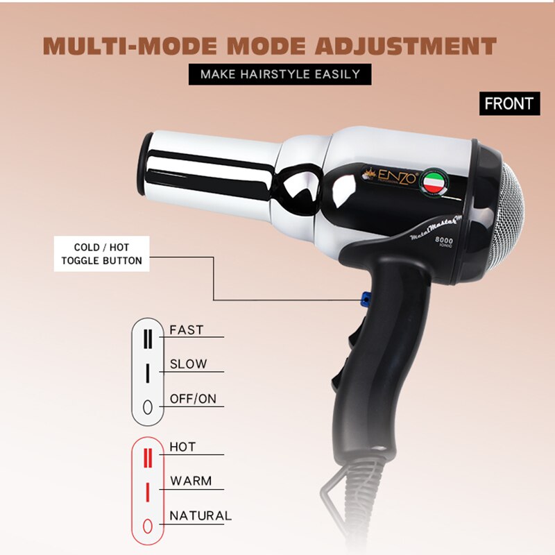 ENZO Hair Dryer Brush 8000W Negative Ionic Blow Dryer Strong Wind Powerful Salon Hairdryer Diffuser for Hair Dryer