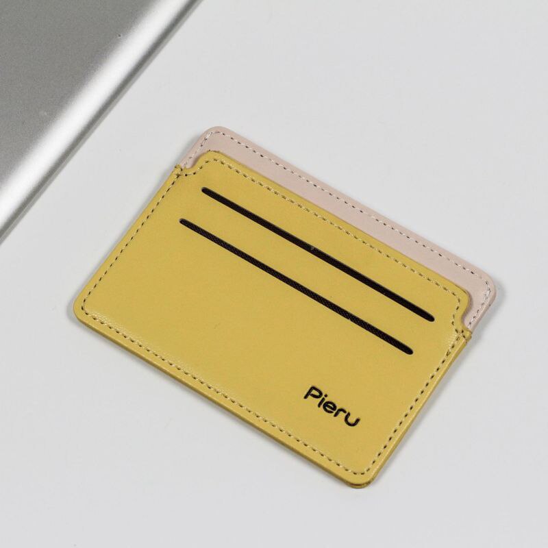 Meerdere Kaartsleuven Kaarthouder Ultra-Dunne Pu Lederen Portemonnee Stiksels Bank Zaken Id-kaart Houder Wallet Case Voor mannen Vrouwen: YELLOW
