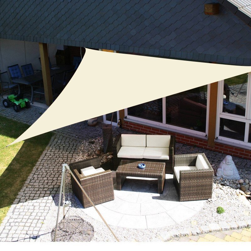 280GSM Waterproof Polyester Shade Sail Rectangle Triangle Awning Outdoor Waterproof Tents Garden Terrace Swimming Shade: Beige 3.6x3.6x3.6m