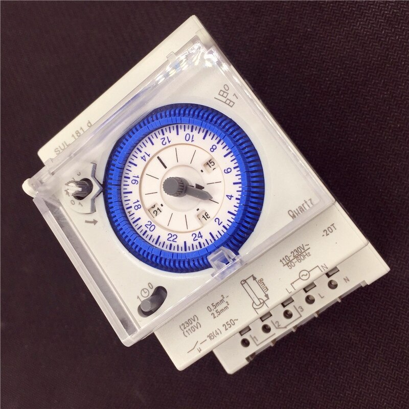 2X Analog Mechanical Timer Switch 110V-220V 24 Hours Daily Programmable 15Min Setting Time Switch Relay SUL181D
