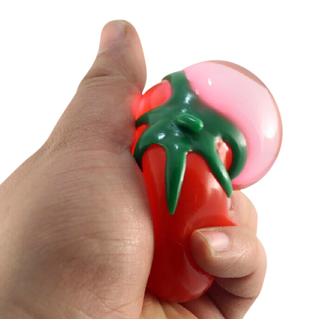 Novelty Simulation Squishy Toy Fruit Food Tomato Shaped Tomato water ball Toys Stress Relief Squish Anti Stress Reliever Kawaii