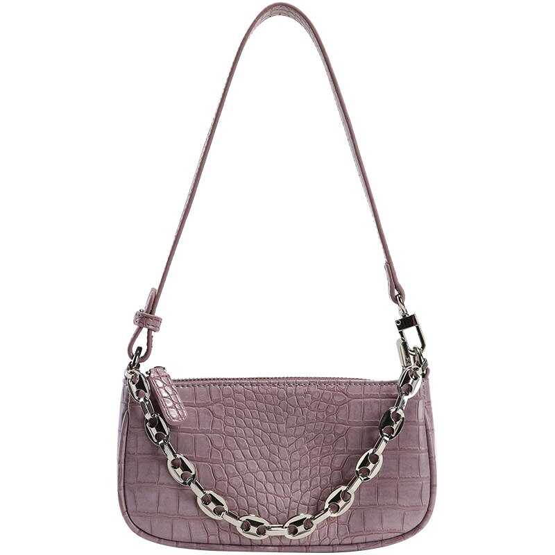 ¡Novedad de ! Bolso para debajo del brazo con cadena de cocodrilo a la , Bolso Baguette, bolso de hombro, bolso de para mujer: Lavanda