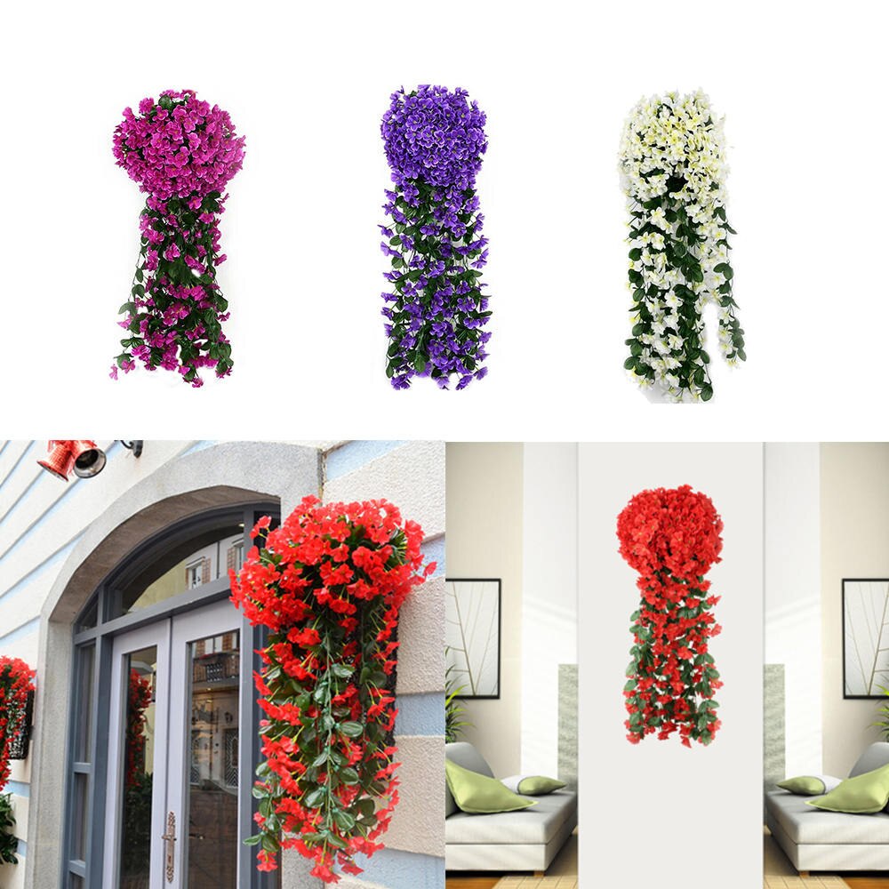 Sztuczna hortensja fioletowa wisząca girlanda z winorośli kryty odkryty dom kwiat ozdobny ślub strona główna balkon dekoracja korytarza