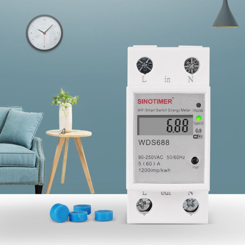 WIFI Din Rail AC 90-250V Energy Power Meter Single Phase Smart Timer Switch Control 110V 230V 50Hz 60Hz Energy Meter