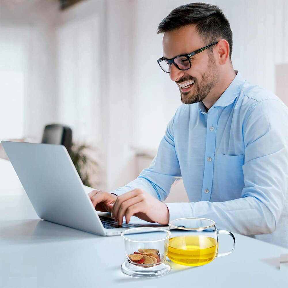 350ml Glass Teacup with Tea Infuser Filter Lid Heat Resistant High Temperature Explosion Proof Rose Flower Tea Mug Office Home