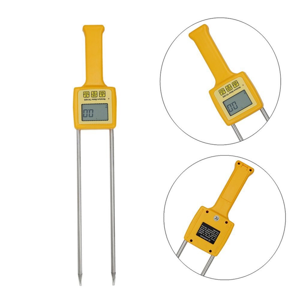 Digital Portable Food Moisture Analyzer Meter With Probe Needle Corn Wheat Rice Temperature Humidity Tester LCD Display Monitor