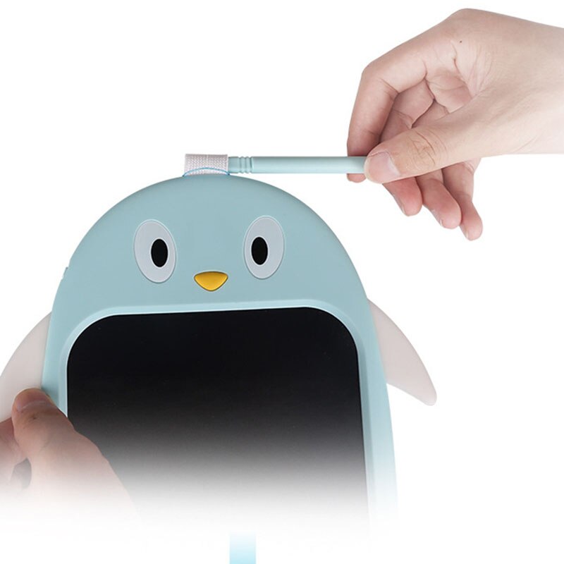 Mini tablette d'écriture LCD couleur pingouin pour enfants, écran de verrouillage à un bouton