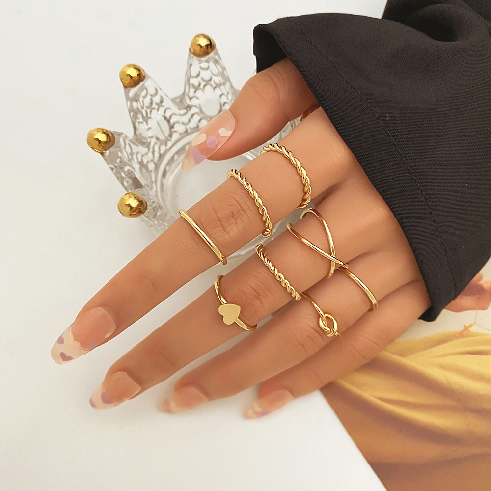 Moda Boho złote serce Twist zestaw pierścieni kobieta w stylu Vintage geometryczny krzyż Finger Knuckle Rings dla kobiet 2022 Trendy biżuteria prezent