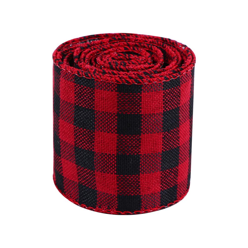 6M Kerst Lint Rood Zwart Plaid Linnen Linten Kerstboom Boog Decoraties Voor Huis Xmas Cadeaupapier Lint Noel: Style E