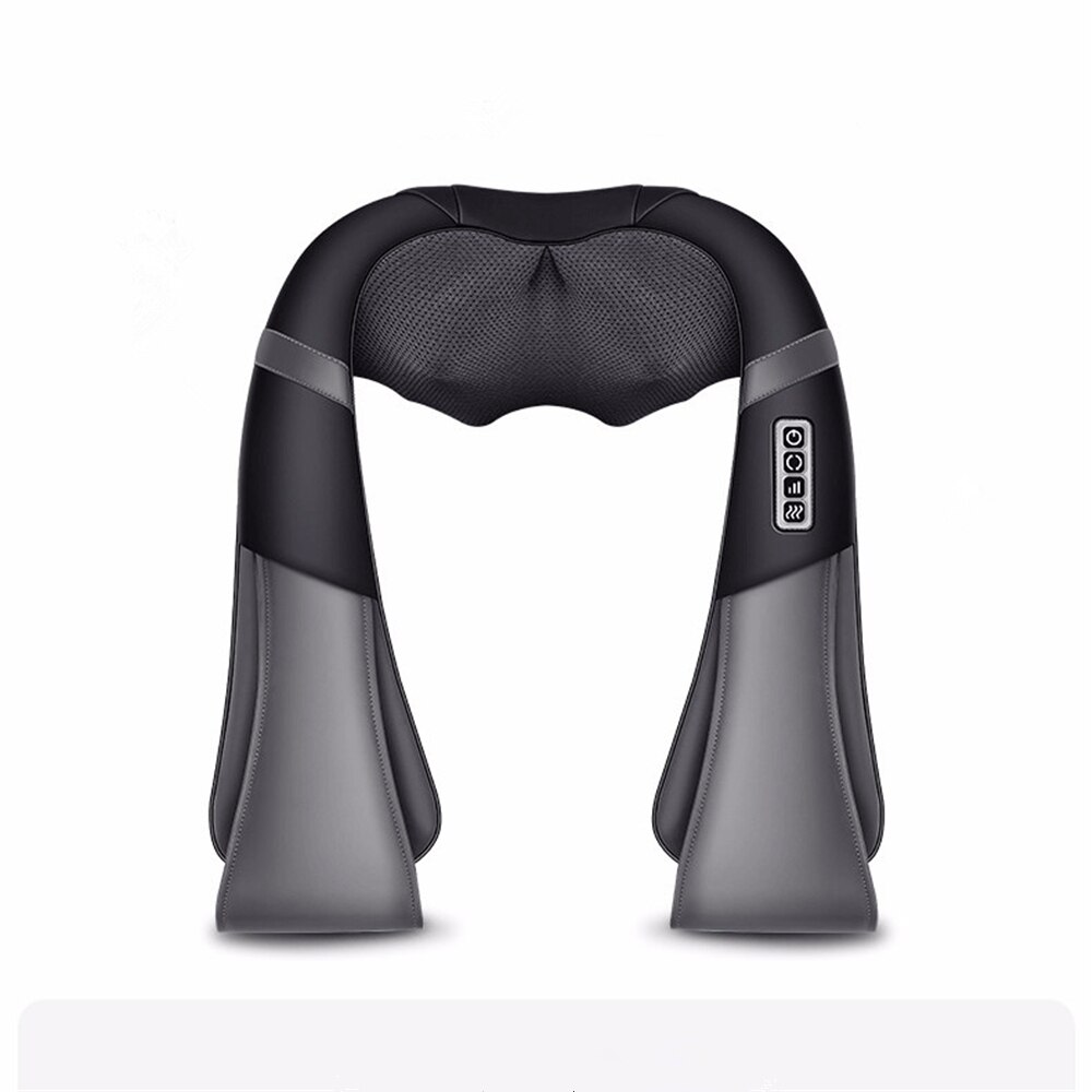 4D Electrical Massage Shiatsu Back Shoulder Body Neck Massager Multifunctional Shawl Infrared Heated Kneading Car/Home Massager: Black