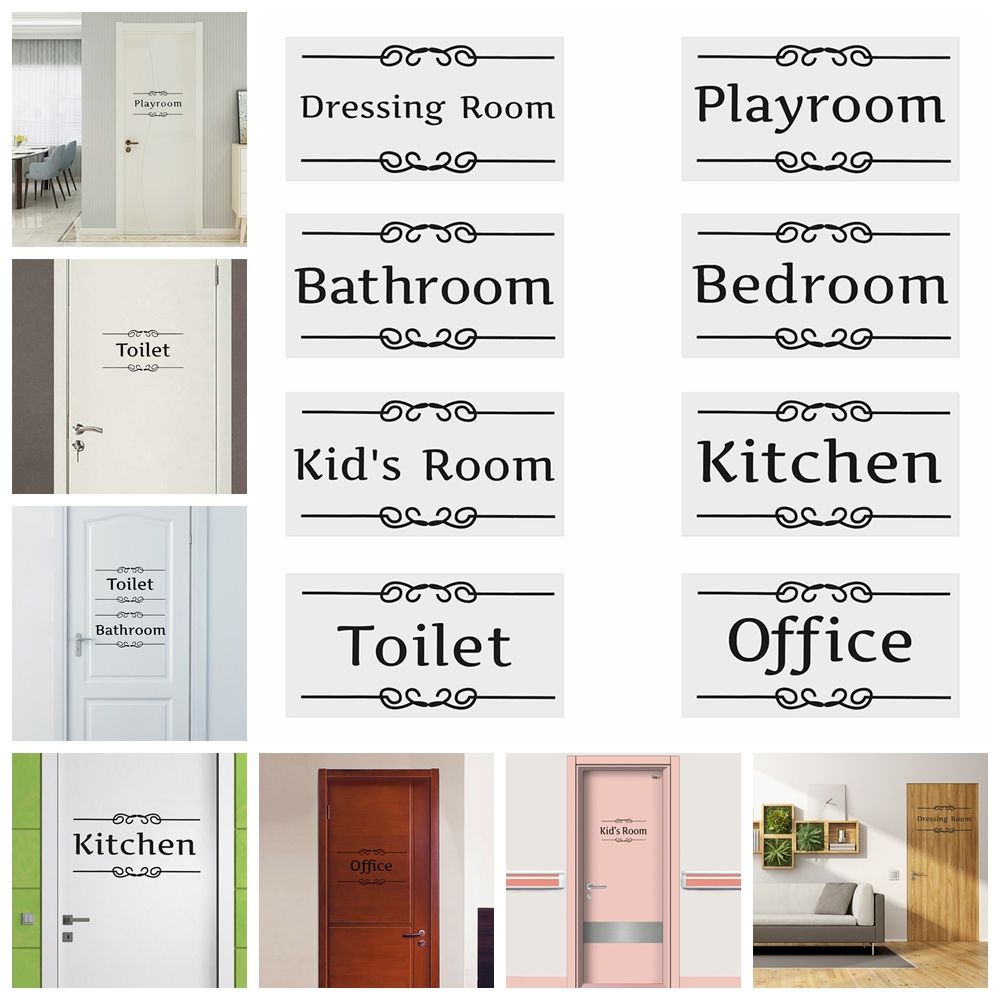 Diy Office Bedroom Playroom Vinyl Wall Art Toilet Decals Entrance Sign Door Stickers