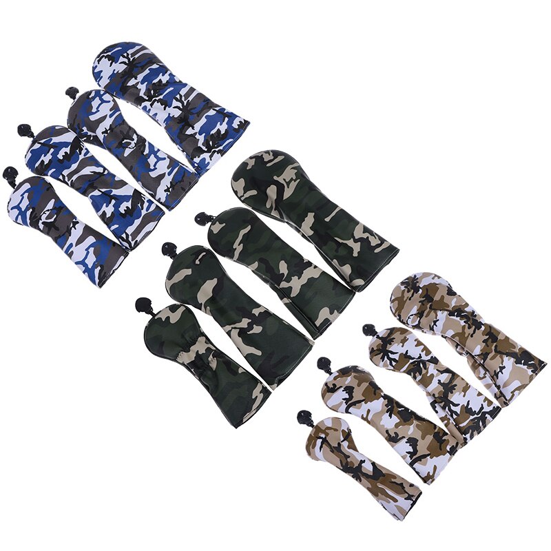 4 Stuks Pu Golf Hoofd Covers Voor #1 Driver #3 #5 Fairway Woods Clubs Headcovers Camouflage Patroon stofdicht Covers