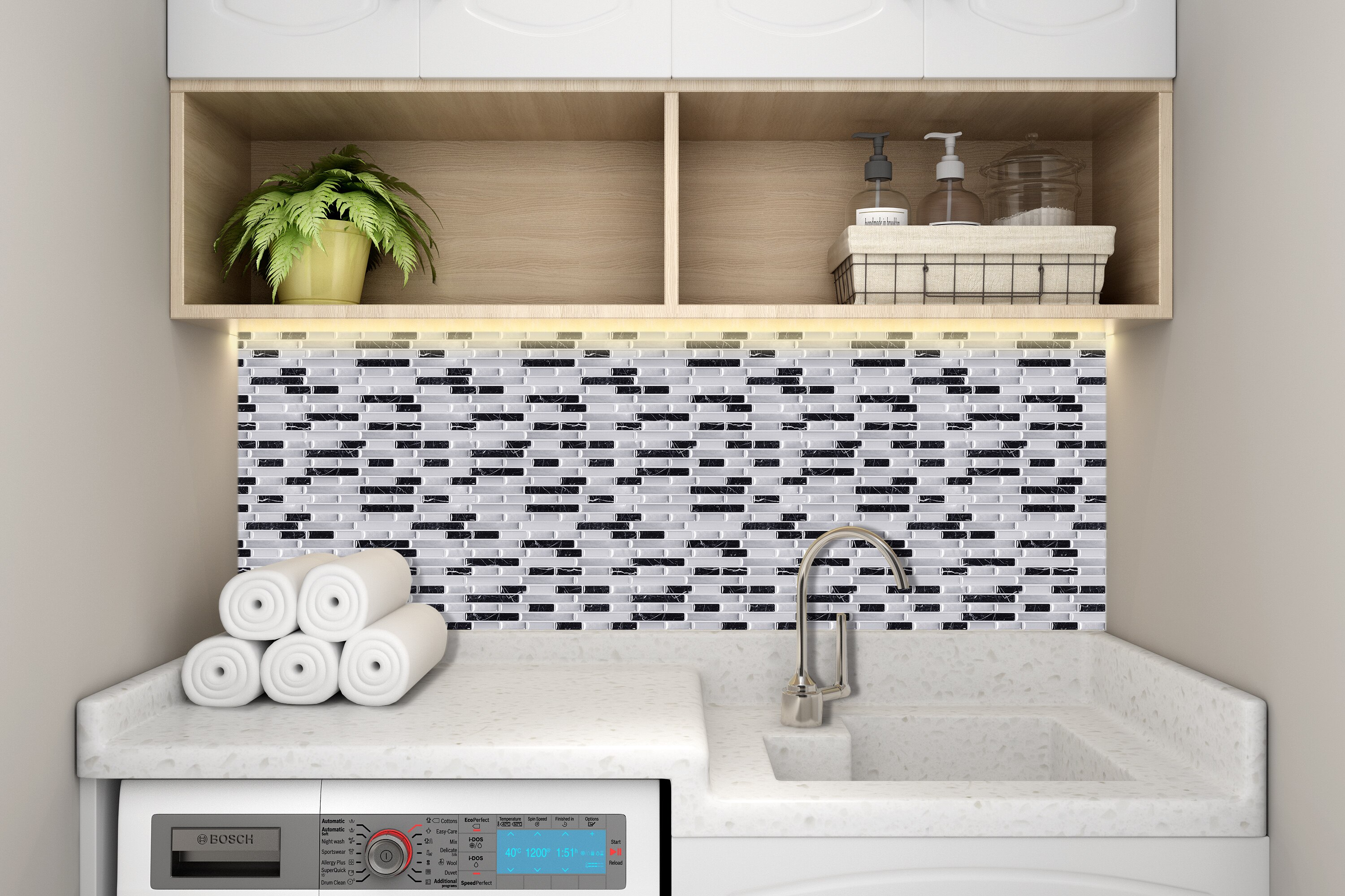 Self Adhesive Vinyl Wallpaper 3D Peel and stick Wall Brick Tile for bathroom and kitchen backsplash - 1 Sheet
