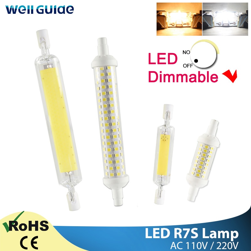 R7S Led Lamp COB Glas Spot Light led Lamp 78mm 6W 118mm 15W Vervangen Halogeen AC 110V 220V 50W 100W Schijnwerper Spot Light lamp