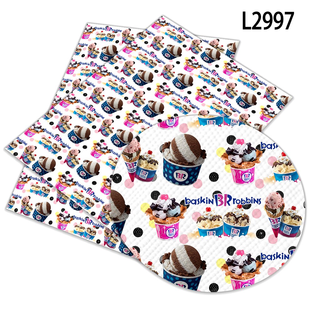 DIY 30 cm x 22 cm Baskin Robbins Ice-cream Pattern Solid Color Suede Synthetic Leather DIY Sewing Material: L2997
