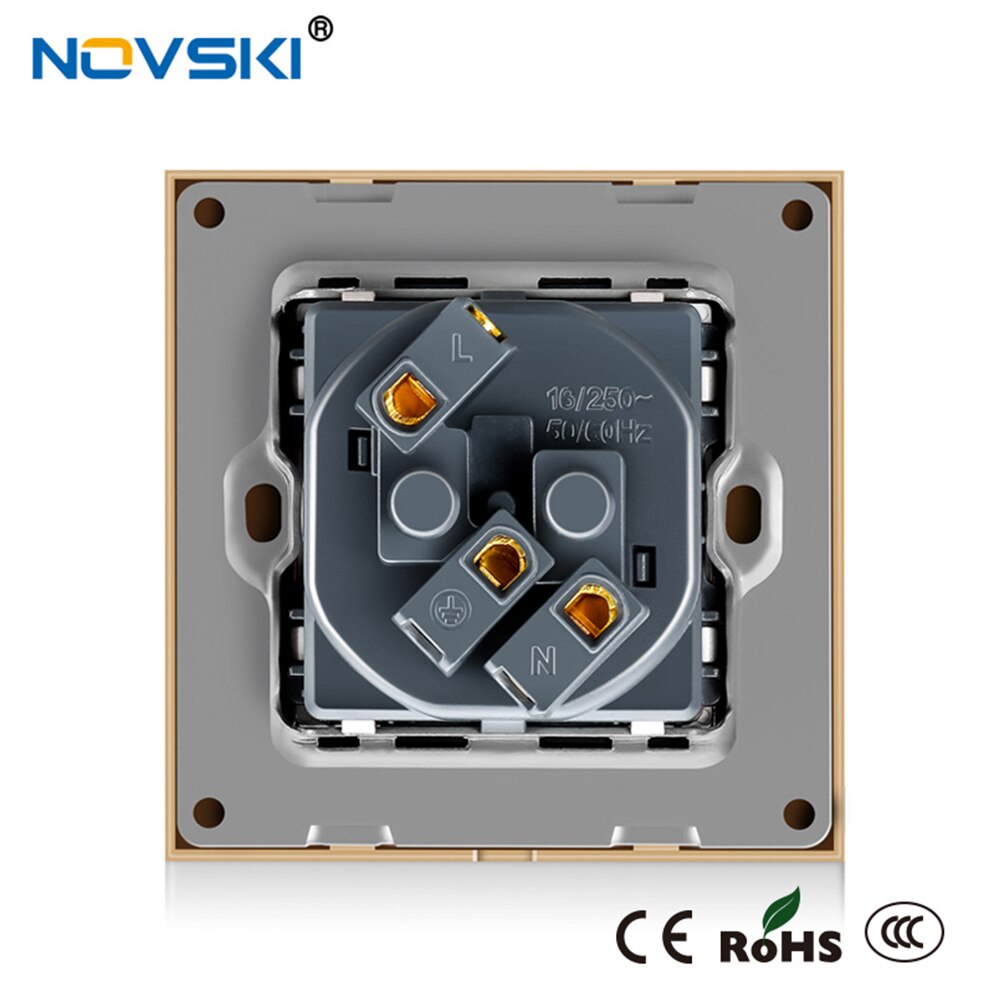Power Socket,16A EU Standard Wall Socket Electrical Outlet 86 * 86mm Plastic Flame Retardant Panel Plug Grounded AC110-250V