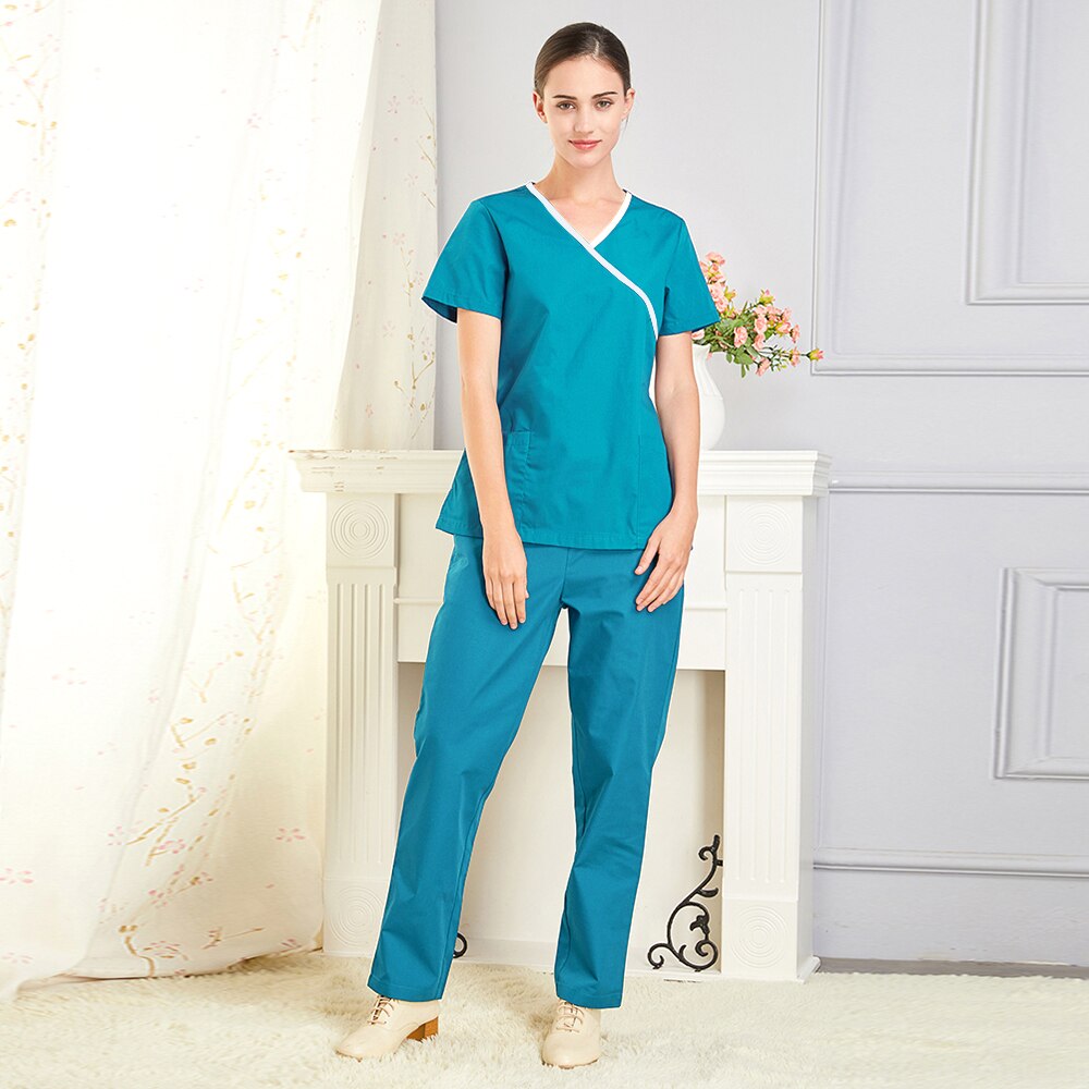 Travailleur des services de santé travail Scrubs uniforme femmes beauté et santé gommages ensemble à manches courtes Spa uniforme laboratoire manteaux vêtements de travail vêtements