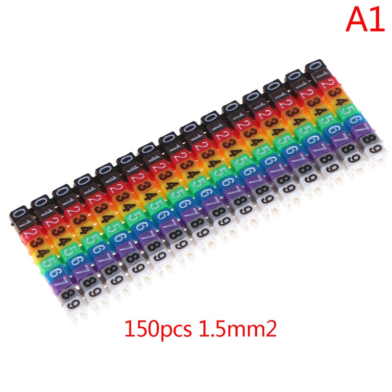 150 unids/lote marcadores de Cable coloridos tipo C Etiqueta de número de marcador para Cable de 2-3mm: 1.5mm