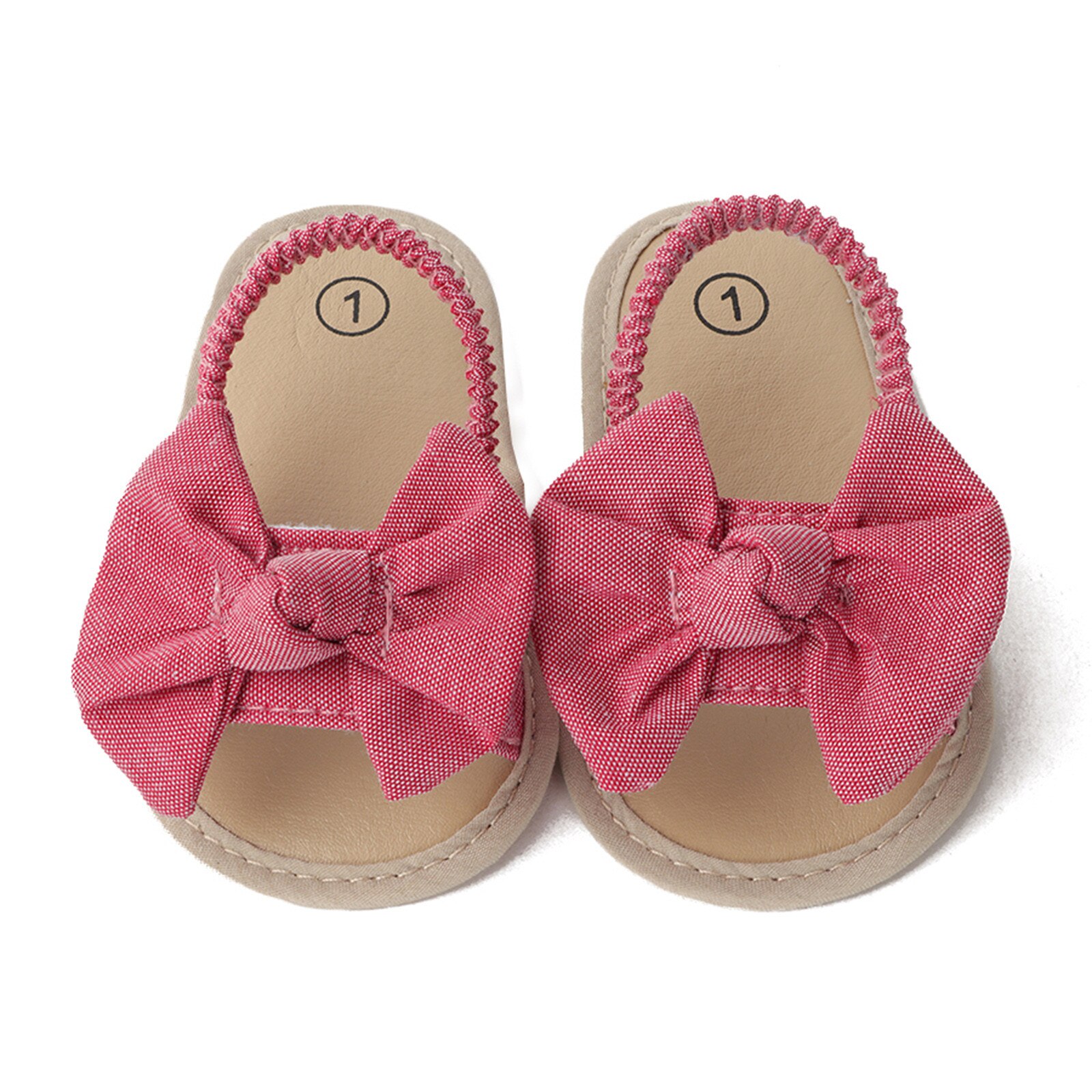 Baby Meisjes Boog Knoop Sandalen Leuke Zomer Zachte Zool Platte Prinses Schoenen Effen Boog Strand Schoenen Baby Non-slip Babyschoenen: Red / 9-18 Months