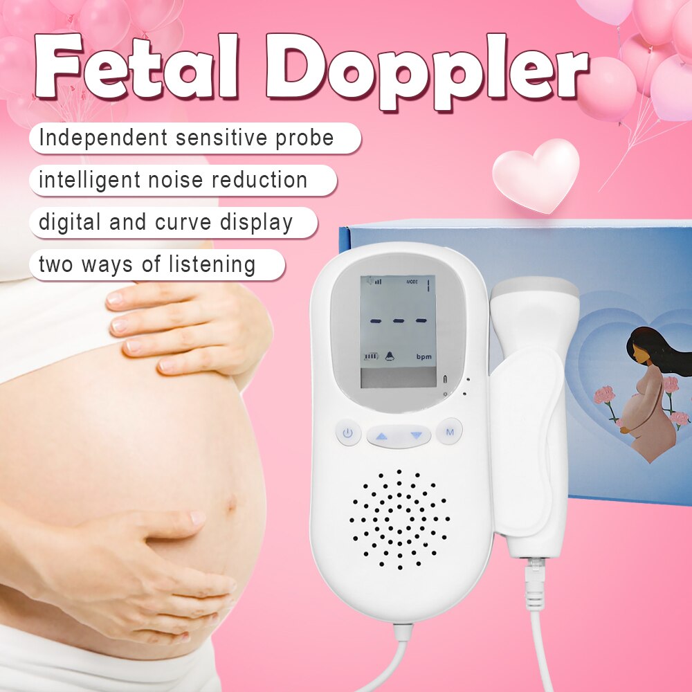 Digitale Foetale Doppler Thuis Zwangere Ultrasound Baby Hartslag Detector Intelligente Ruisonderdrukking Doppler Monitor