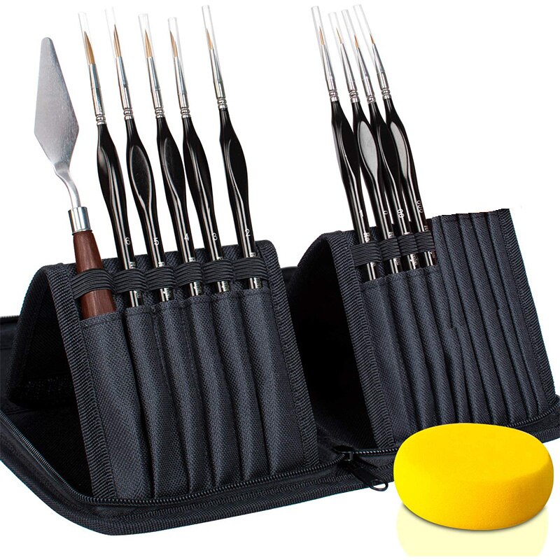 Paint Brush Set, 9Pcs Miniature Brushes Painting Kit Ergonomic Triangular Handle for Acrylic, Watercolor, Oil: Default Title