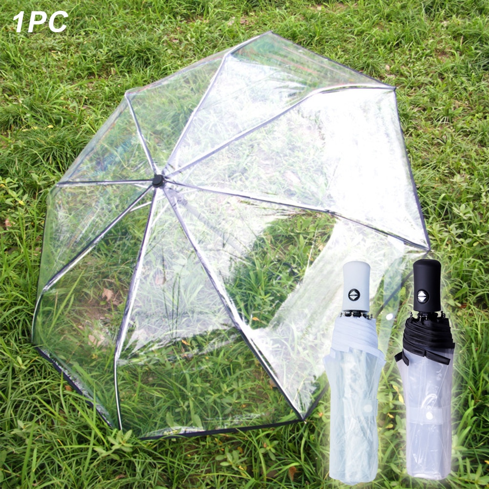 Parapluie Portable Transparent et automatique, Triple pliage, Anti-vent, , Durable, plage, plein air, voyage, dôme à bulles,