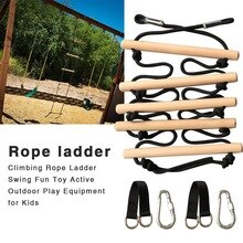 Child Climbing Rope Ladder Wooden Swing Fun Toy Active Outdoor Play Equipment For Kids Climbing Arm Training Accessories