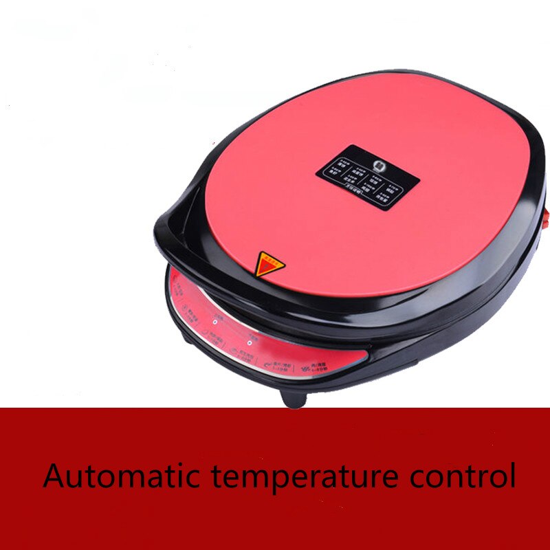 220V electric baking pan household double-sided heating pancake pan automatic power-off pancake pancake machine: red