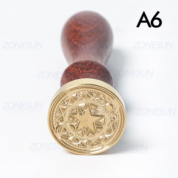 ZONESUN Badge Totem sello con mango de madera para embalaje sobres de cartas paquetes invitaciones de boda: A6