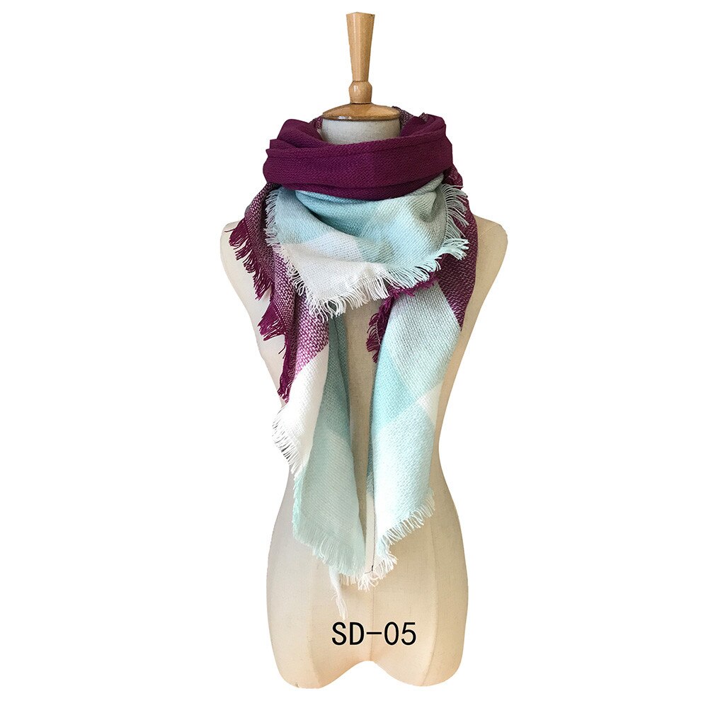 & Plaid Blanket Scarf Women Big Square Long Scarves Warm Tartan Checked Shaw Classic Tassel Plaid Scarf Winter Neck Warmer: H