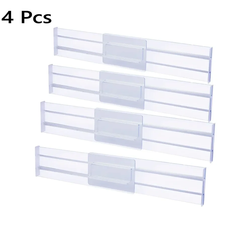 Separadores de cajones de plástico transparente para ropa, organizadores ajustables para almacenamiento de cajones de cocina, 8 paquetes: Castaño
