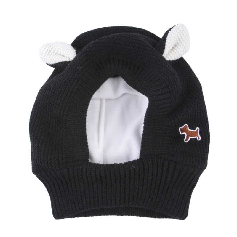 Quiet Ears for Dogs, Dog Ear Muffs Noise Protection Knitted Dog Hats Pet Ears Warm Dog Ear Cover Winter Hat Bunny Costume: Black