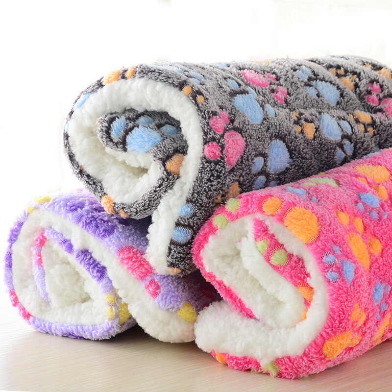 Couverture pour animaux de compagnie, niche pour chien, tapis en coton, imprimé pattes de flanelle, pour chat