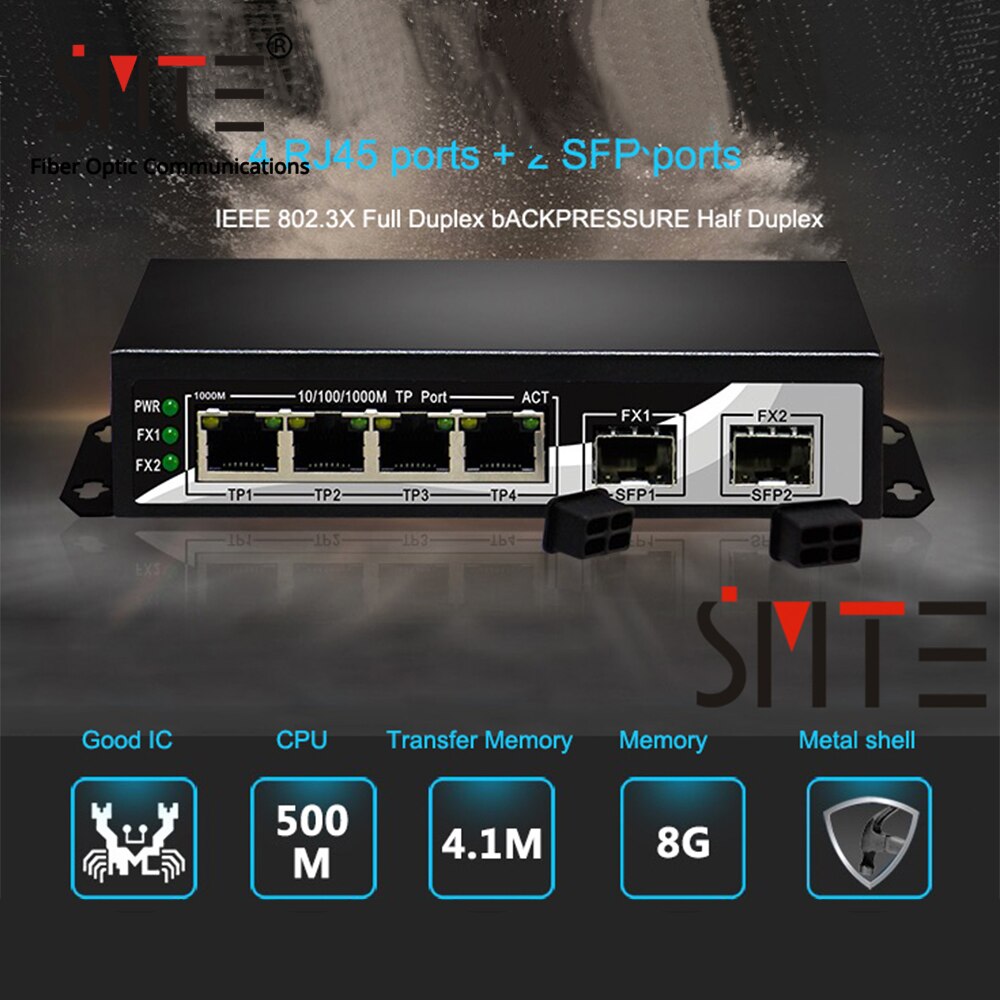 2 Sfp Fiber Optische Poort 4 RJ45 Tp Poorten 6 Poorten 10/100/1000Mbps Sc Gigabit Switch ftth Gpon Terminal