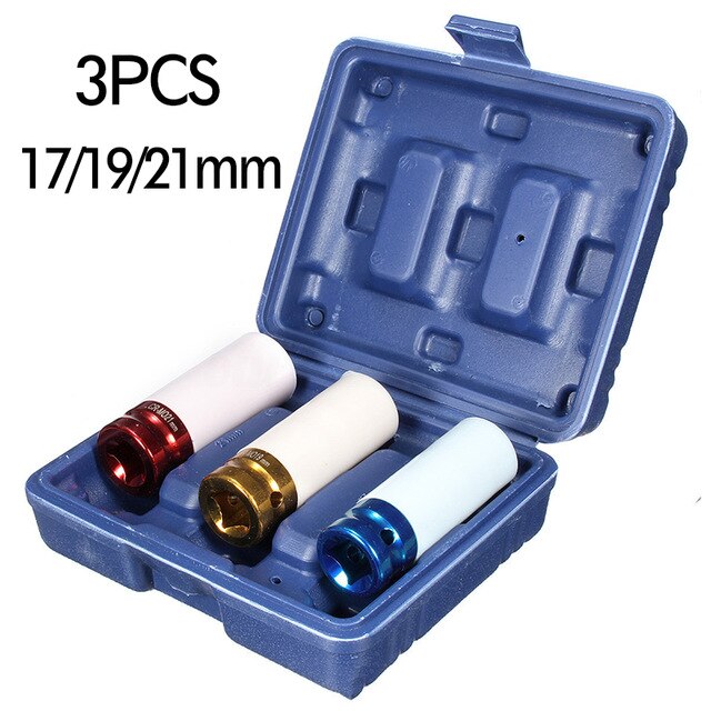 Drive Deep Impact Socket Set 1/2 inch Heavy Metric Garage Tool For Wrench Adapter Hand Tool Set: 3PCS Tire Socket