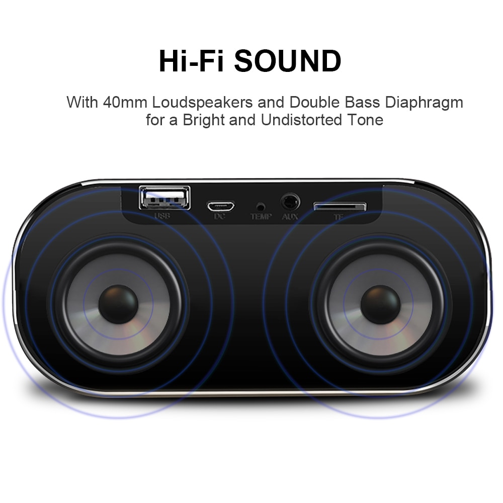 Tabletop FM Radio Stereo Receiver with Led Display USB Multifunction Double Bluetooth Speaker Alarm Clock Support Aux-IN/TF card