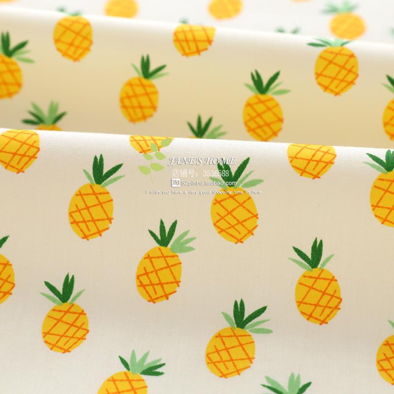 160 x 50cm frugter vandmelon ananas twill bomuldsstof gør-det-selv børnetøj gør sengetøj quilt dekoration hjem #39 180g/: Ananas