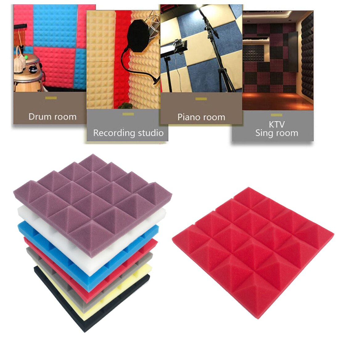 25x25CM Soundproofing Acoustic Studio Absorbing Wedge Foam Tiles Wall Panels Suitable For Sound Studio Acoustic Foam Panel