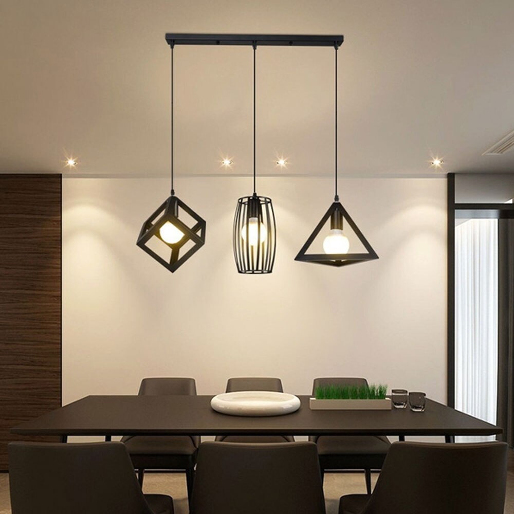 Hanging Light Square Lampshade E27 Bulb Retro Ceiling Light Fitting Lamp Guard Wire Cage Lamp Cover Lamp shades Chandelier Decor