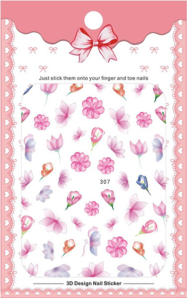 aangekomen Water Decals Nail Art Stickers kleurrijke vlinder bloem Nagels Sticker Decoraties Manicure Z0138: 307