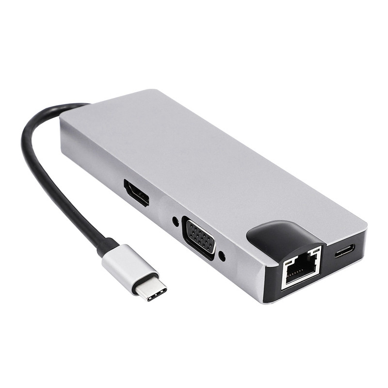 Dock 3.0 Usb Hub Type C Naar Hdmi 4K Vga Pd RJ45 Gigabit Lan Sd/Tf Card Hdmi hub Adapter Station Voor Mac Book Pro Samsung
