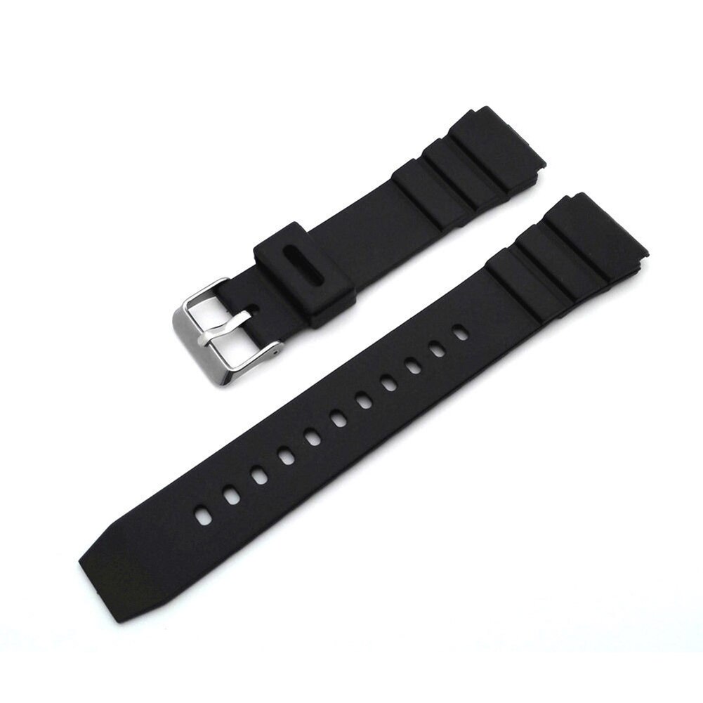 18-22mm Men Black Silicone Rubber Waterproof Sport Wrist Watch Band Strap: 22mm