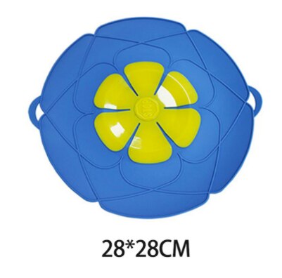 Silikonlock spillstoppskydd multifunktionsstänklock köksredskap verktyg kruka panna anti-overflow kruka lock 3d blomma: 28cm blå